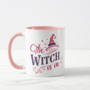 Die Hexe ist in Rosa & Lila Hexenhut Halloween Tasse