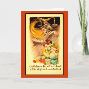 Die Hexen schrecken Halloween-Karte Karte