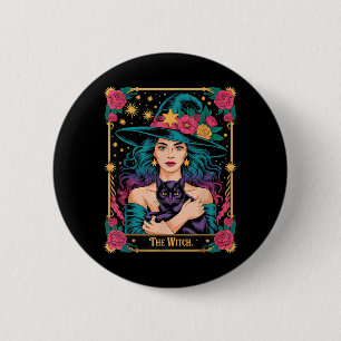 Die Hexenkarte Halloween Gothic Hexen-Vibes Schwar Button