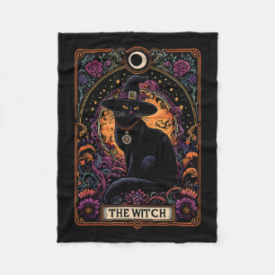 Die Hexenkatze Tarotkarte Halloween Vintage Gothic Fleecedecke