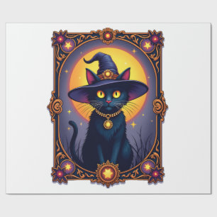 Die Hexenkatze Tarotkarte Halloween Vintage Gothic Geschenkpapier