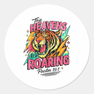 Die Himmel brüllen Psalm 19_1 Tiger Christlich Runder Aufkleber