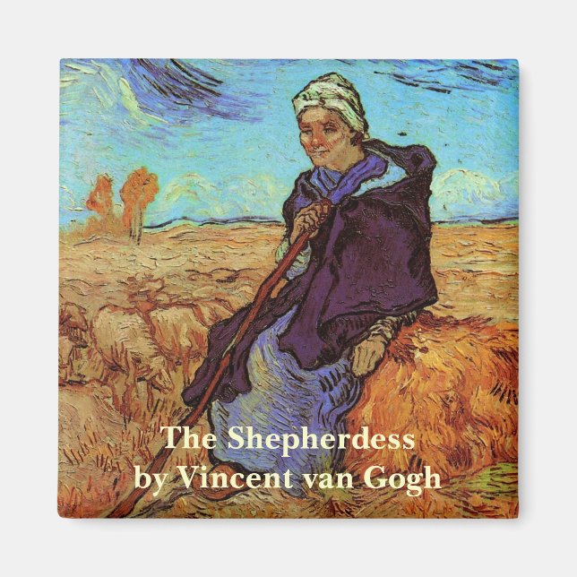 Die Hirtin (nach Millet) von Vincent van Gogh Magnet (Vorne)
