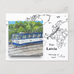 Die historische Straßenbahn, Riga Lettland Postkarte