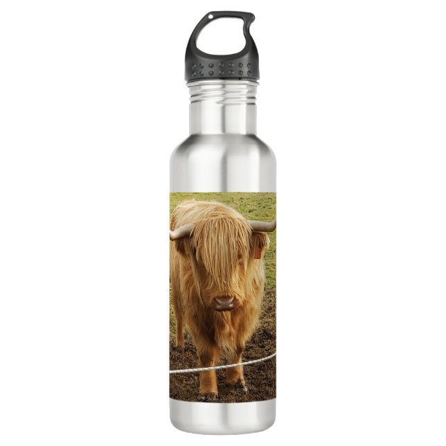 Die Hochlandkühe Edelstahlflasche (Vorderseite)