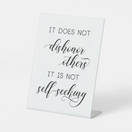 Die Hochzeit '1 Korinther 13' Liebe verehrt nicht Sockelschild