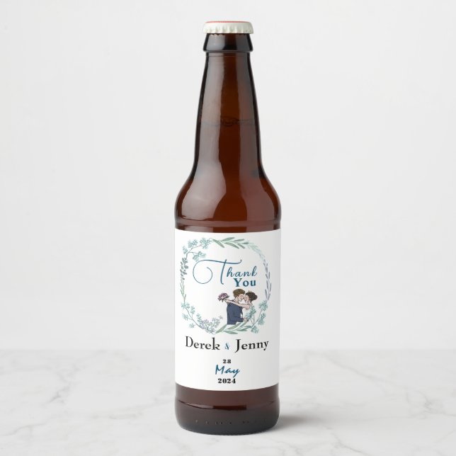 Die Hochzeit blauer Liebhaber Bierflaschenetikett (Vorderseite)
