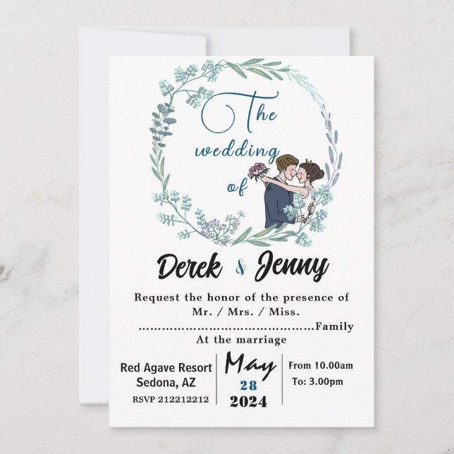 Die Hochzeit blauer Liebhaber Einladung (Vorderseite)