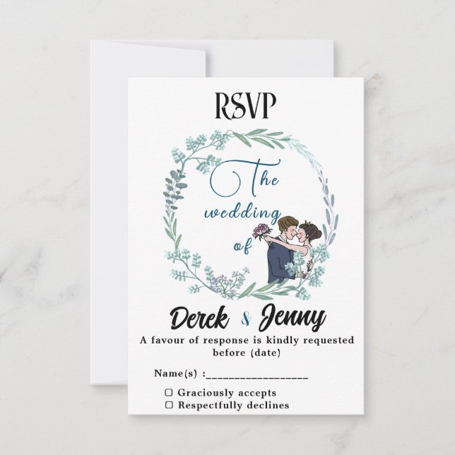 Die Hochzeit blauer Liebhaber RSVP Karte (Vorderseite)