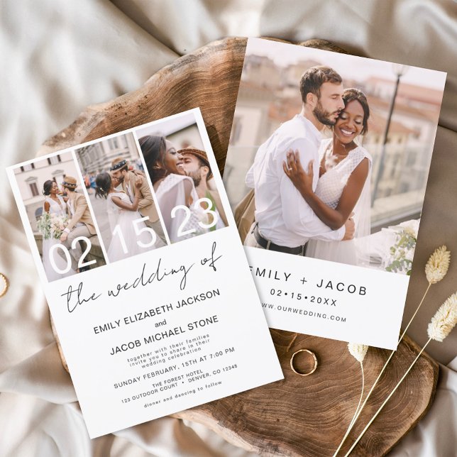 Die Hochzeit der Fotocollage White Wedding Einladung (Von Creator hochgeladen)