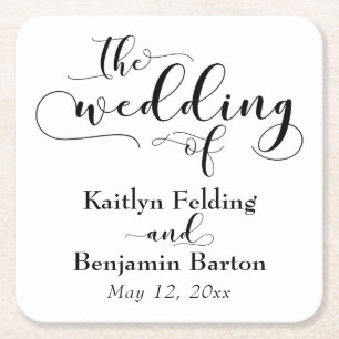 Die Hochzeit der Gedenktypografie Rechteckiger Pappuntersetzer