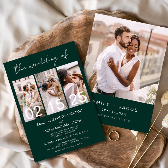 Die Hochzeit der Smaragdgrünen FotoCollage Einladung (Von Creator hochgeladen)