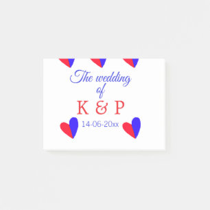 Die Hochzeit des Begleiters des Pärchens Anfangsbu Post-it Klebezettel