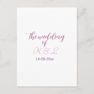 Die Hochzeit des Paares Anfangsbuchstabe des Namen Postkarte