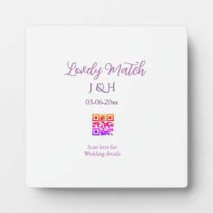 Die Hochzeit des Paares QR-Code-Scan-Detail Fotoplatte