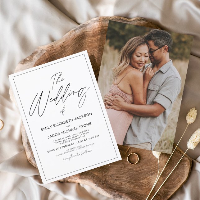 Die Hochzeit des Weißen Schwarzen Fotos Elegante E Einladung (Von Creator hochgeladen)
