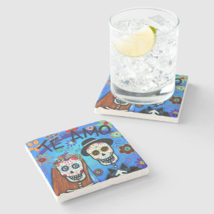 Die Hochzeit Dia de los Muertos Steinuntersetzer