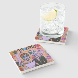 Die Hochzeit Las Vegas Dia de los Muertos Steinuntersetzer