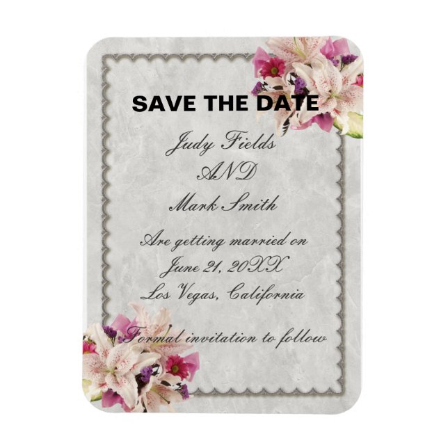 Die Hochzeit mit weißem Lilienflormor rettet das D Magnet (Vertikal)