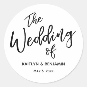"Die Hochzeit" moderner Handschrift-Typografie Runder Aufkleber