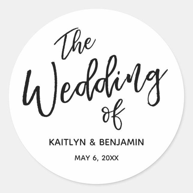 "Die Hochzeit" moderner Handschrift-Typografie Runder Aufkleber (Vorderseite)