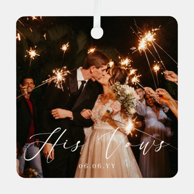 Die Hochzeit seines Fotos Ornament Aus Metall (Vorderseite)
