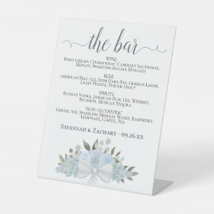 Die Hochzeit von Bar - Dusty Blue Floral Drinks Sockelschild