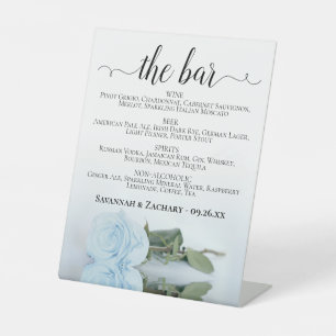 Die Hochzeit von Bar - Dusty Blue Rose Drinks Sockelschild