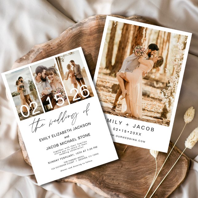 Die Hochzeit von Foto Minimalistische Weiße Hochze Einladung (Von Creator hochgeladen)