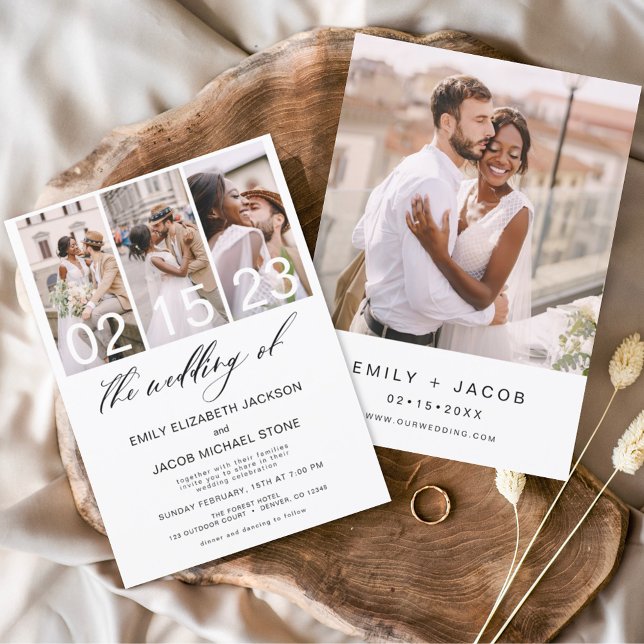Die Hochzeit von Foto Minimalistische Weiße Hochze Einladung (Von Creator hochgeladen)