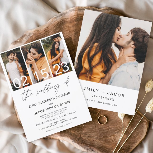 Die Hochzeit von Foto Minimalistische Weiße Hochze Einladung (Von Creator hochgeladen)