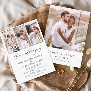 Die Hochzeit von Foto Minimalistische Weiße Hochze Einladung