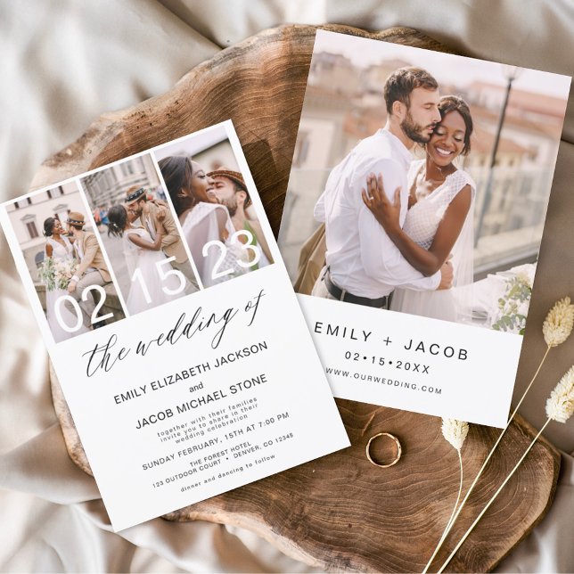 Die Hochzeit von Foto Minimalistische Weiße Hochze Einladung (Von Creator hochgeladen)