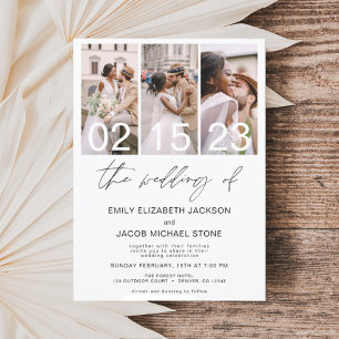 Die Hochzeit von Foto Minimalistische Weiße Hochze Einladung