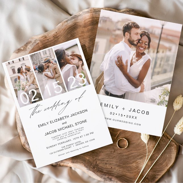 Die Hochzeit von Foto Minimalistische Weiße Hochze Einladung (Von Creator hochgeladen)