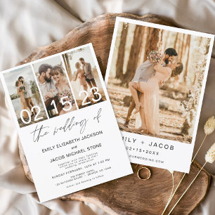 Die Hochzeit von Foto Minimalistische Weiße Hochze Einladung