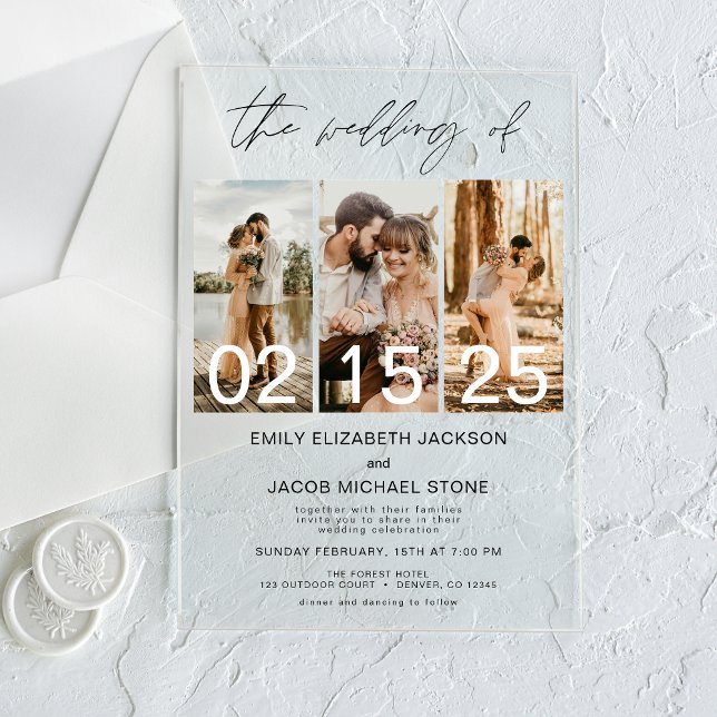 Die Hochzeit von Foto Simple Minimalistisch White Acryleinladungen (Von Creator hochgeladen)