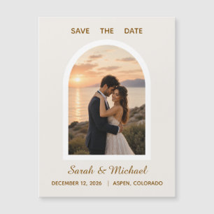 Die Hochzeit von moderner Arch-Foto-Save-the-Date- Magnetkarte