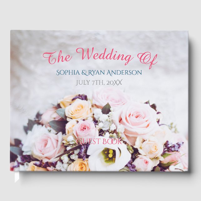 Die Hochzeit von, Namen und Datum, Blume Bouquet Gästebuch (Vorderseite)