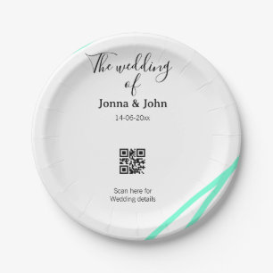 Die Hochzeit von Paarname QR-Code-Scan-Detail Pappteller