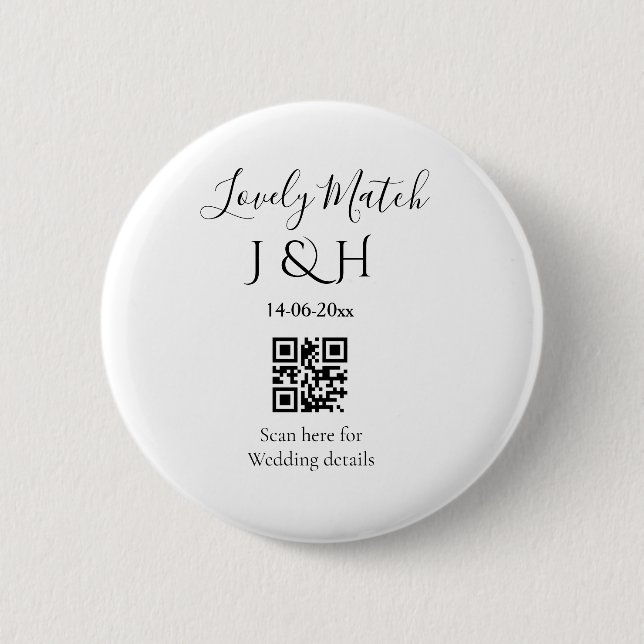 Die Hochzeit von Pärchennamen QR Code Scan Detail Button (Vorderseite)