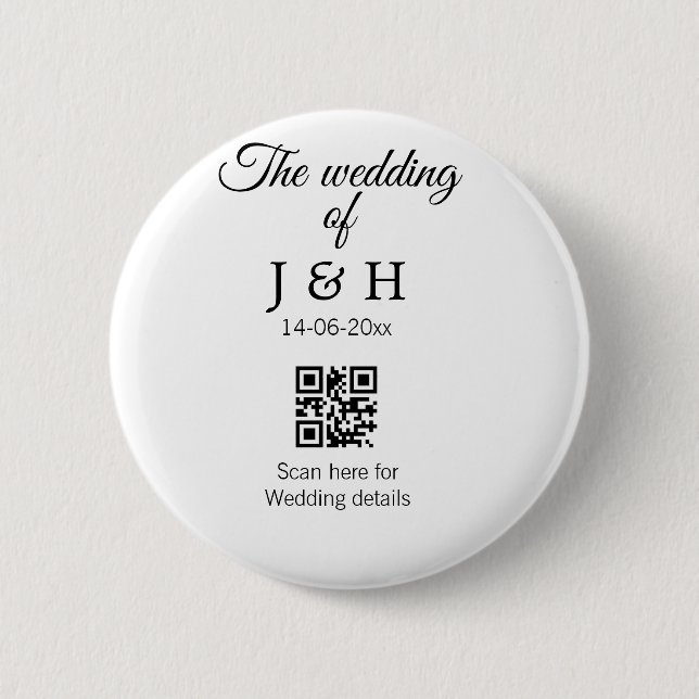 Die Hochzeit von Pärchennamen QR Code Scan Detail Button (Vorderseite)
