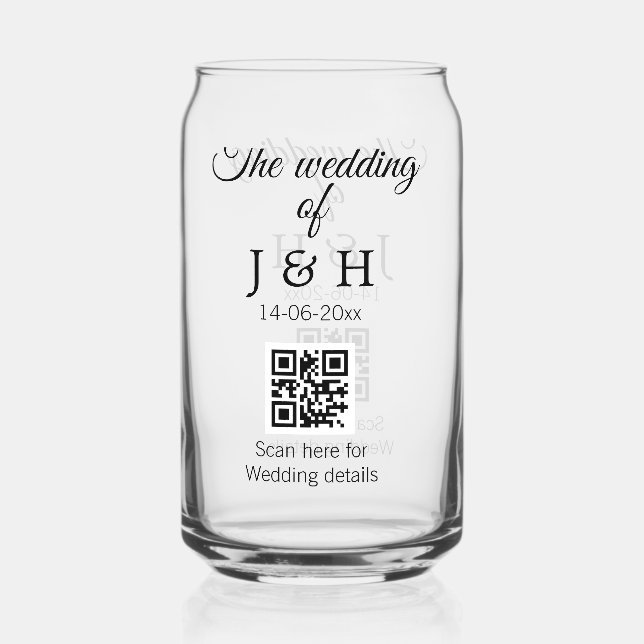 Die Hochzeit von Pärchennamen QR Code Scan Detail Dosenglas (Vorderseite)