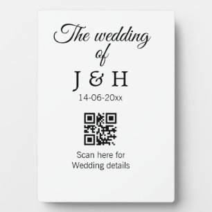 Die Hochzeit von Pärchennamen QR Code Scan Detail Fotoplatte