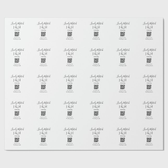 Die Hochzeit von Pärchennamen QR Code Scan Detail Geschenkpapier (Flach)
