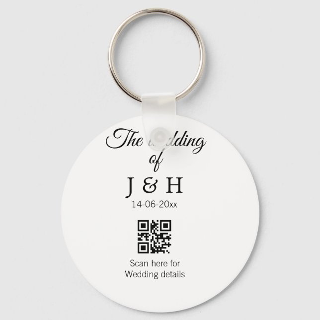 Die Hochzeit von Pärchennamen QR Code Scan Detail Schlüsselanhänger (Vorderseite)