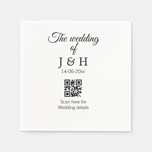 Die Hochzeit von Pärchennamen QR Code Scan Detail Serviette (Vorderseite)
