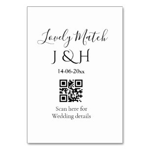 Die Hochzeit von Pärchennamen QR Code Scan Detail Tischnummer