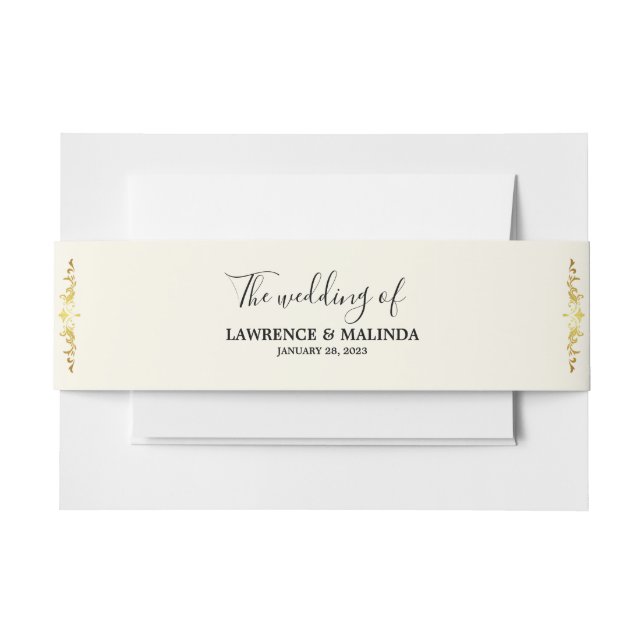 Die Hochzeit von Simple Elegant Gold White Einladungsbanderole (Vorderseite Beispiel)