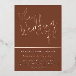 Die Hochzeit von: Terracotta Rust Boho Rose Gold Folieneinladung